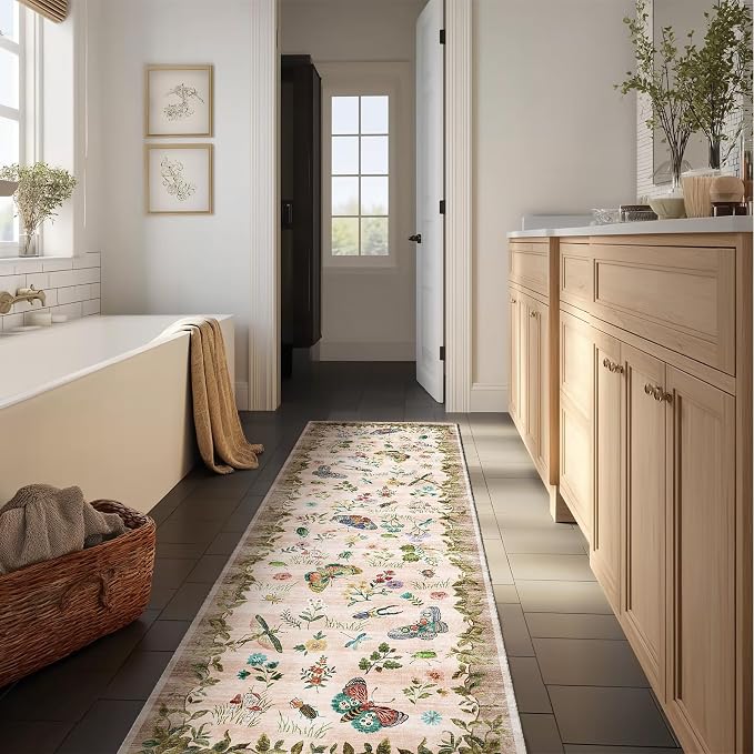 Machine Washable Runner Rugs for Entryway: 2'x6' Kitchen Rug Stain Resistant Non Slip Low Pile Soft Carpet Runners for Hallways Indoor Entryway Kitchen Living Room Bedroom Bedside Farmhouse