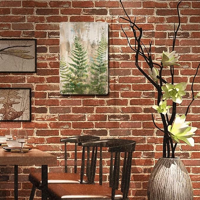 Metal Sign Tin Sign Vintage Wall Art Rustic Elegance Fern Tin Sign for Easy Installation Durable Aluminum and Weather Resistant Design Greenhouse Decor for Pub 8×12 Inches