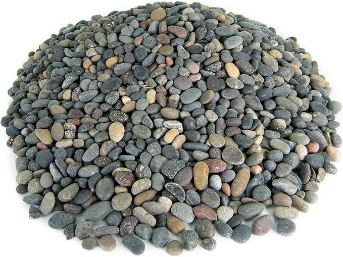 Mexican Beach Pebbles | 2000 Pounds of Smooth Unpolished Stones | Hand-Picked, Premium Pebbles for Garden and Landscape Design | Mixed, 3/8 Inch