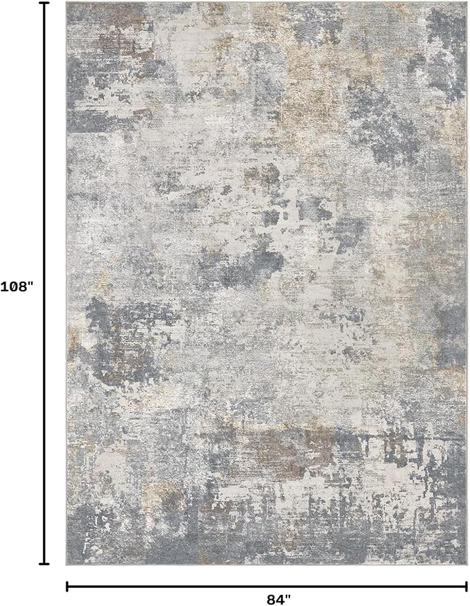 UERMEI 7x9 Area Rug Living Room Rugs - Washable Neutral Modern Abstract Soft Thin Large Rug Indoor Floor No Slip Rug Carpet for Bedroom Under Dining Table Home Office Decor - Blue Grey