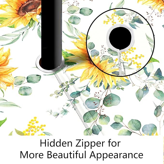 Outdoor Tablecloth with Umbrella Hole and Zipper, Rectangle Patio Table Covers for Spring/Summer, Machine Washable Outdoor Picnic Table Cloth (Sunflower, 60" × 84" Rectangular)