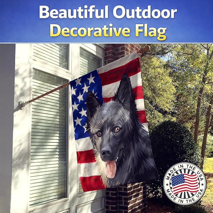 Caroline's Treasures CK6605CHF Lapponian Herder American Flag House Flag Large Porch Sleeve Pole Decorative Outside Yard Banner Artwork Wall Hanging, Polyester, House Size, Multicolor