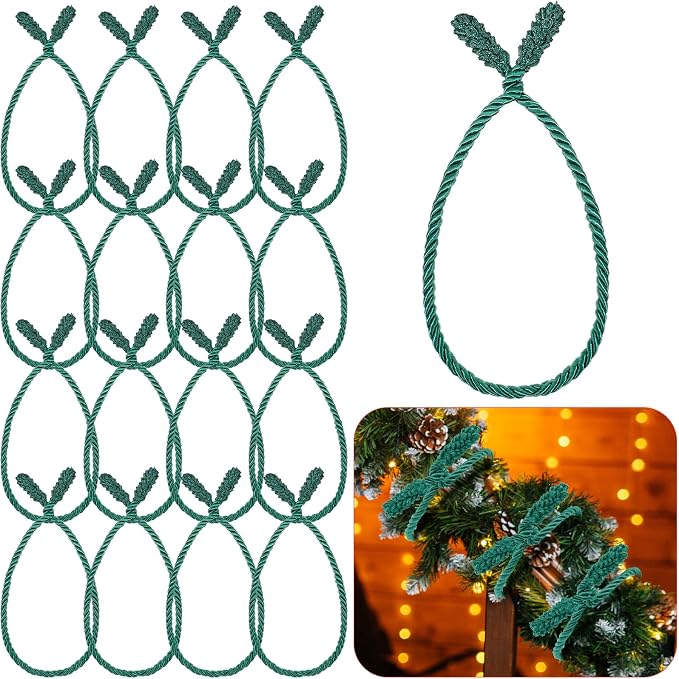 Zhengmy 16 Pcs 20 Inches Christmas Garland Ties Christmas Decorative Twist Ties for Banister Reusable and Flexible Twist for Xmas Home Decorations Holiday Craft Wrapping (Green)