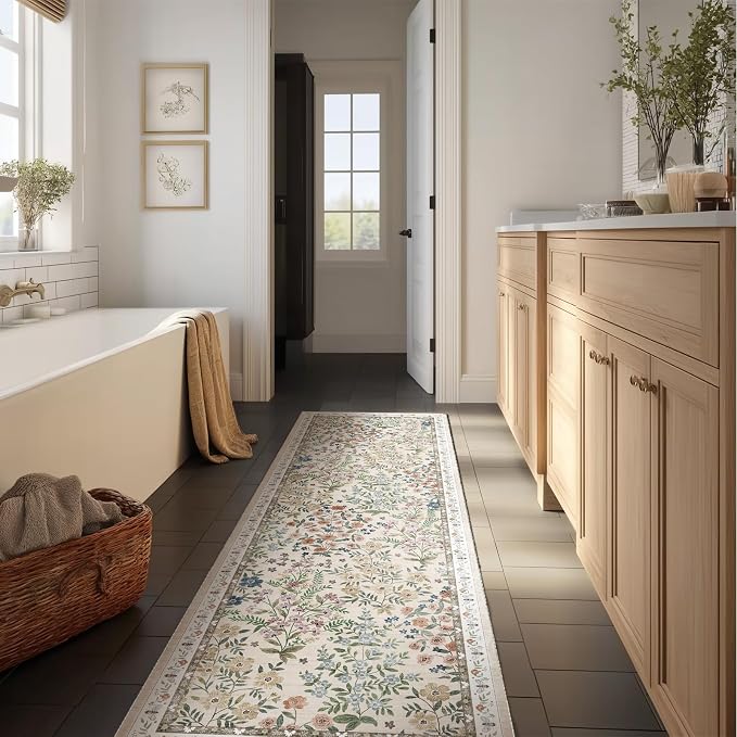 Washable Kitchen Rug Runners for Hallways: 2'x6' Bedroom Rug Non Slip Low-Pile Stain Resistant Indoor Floor Carpet Runner for Indoor Entryway Hallway Laundry Room Beside Farmhouse