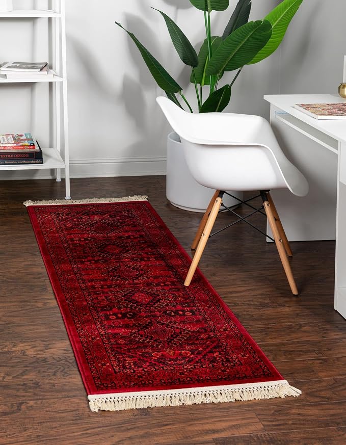 Unique Loom Tekke Collection Area Rug - Sheibani (2' x 6' 1" Runner, Red/ Black)