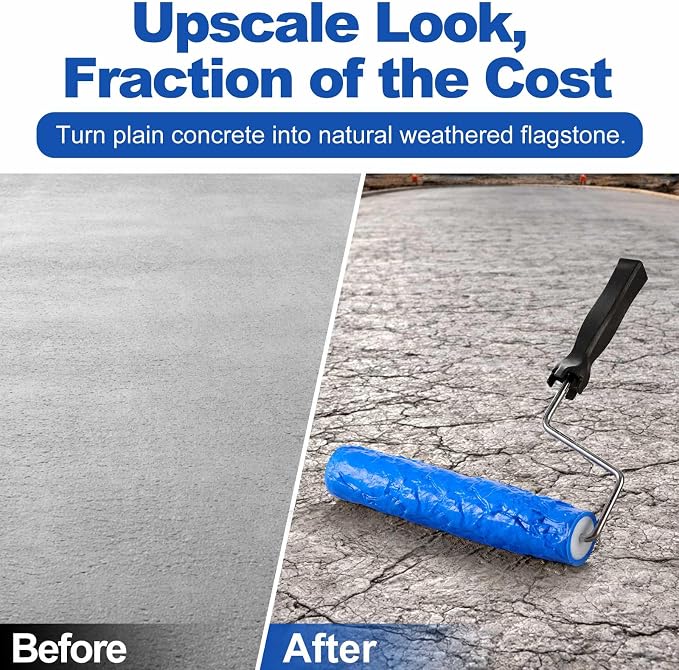 1 Pcs Concrete Texture Roller Stamp, Stone Pattern Decorative Cement Roller for Driveway Patio Walkway, Professional Concrete Imprint Tool for DIY Landscaping & Masonry (8.5" X 2-5/8")
