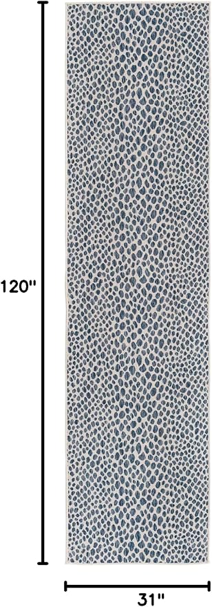 Unique Loom Outdoor Collection Area Rug - Cape Town (2' 7" x 10' Runner, Blue/ Olive)