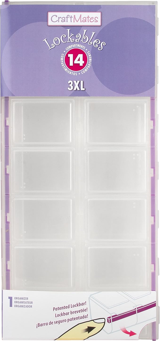 Craft Mates Craft & Sewing Supplies Organizer, 14 Locking Compartments, 3XL | Clear Plastic Storage for Buttons, Pins, Jewelry, Diamond Art & Craft Supplies, Large Portable Organizer for Crafters