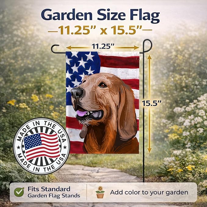 Caroline's Treasures CK6698GF Segugio Italiano Dog American Flag Garden Flag Mailbox Flag Decorative Yard Flag Banner Outside Patio Artwork Yard Flower Beds, Garden Size, Multicolor
