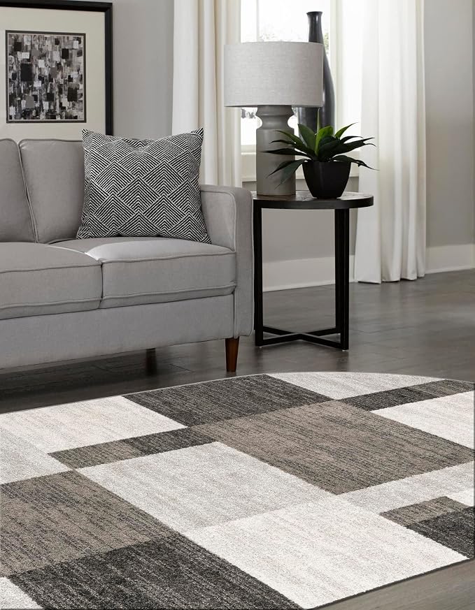 Unique Loom Autumn Collection Area Rug - Providence (5' 3" x 8' Oval, Gray/ Ivory)