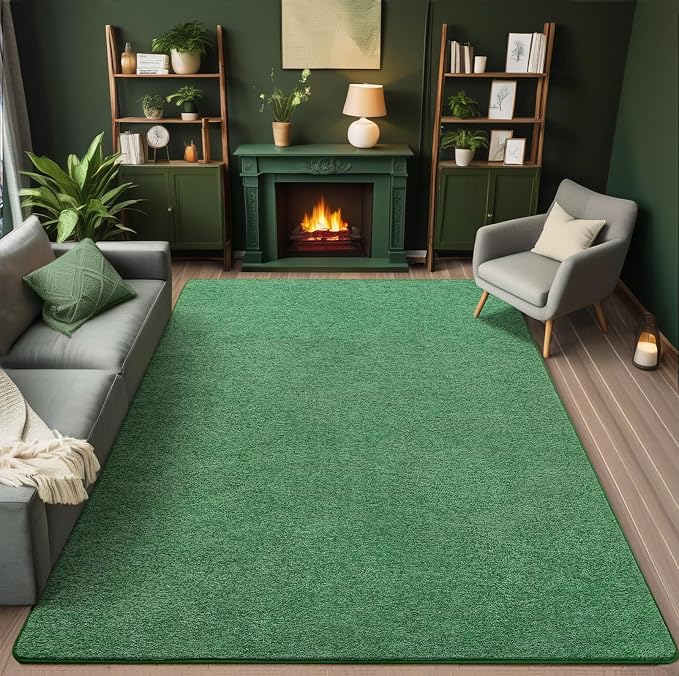 AROGAN 4x6 Area Rugs for Living Room Non Slip Dorm Bedroom Rug, Matte Green | Modern Area Rugs with Soft Memory Foam, Minimalist Washable Indoor Floor Carpet for Dining Room Office Kids Playroom Decor