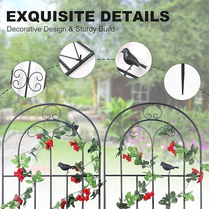 2 Pack 70.8" H x 19.7" W Metal Garden Trellis with Black Coating, Wire Lattice Grid Panel for Climbing Plants Outdoor Roses Vine Cucumbers Vegetables Flower Support (70.8" H, 2 Pack)