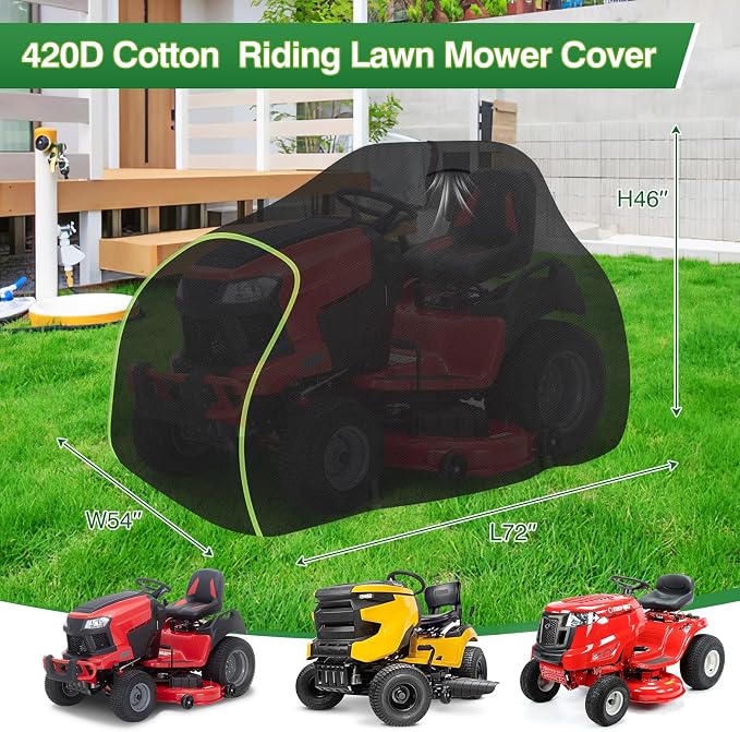 Riding Lawn Mower Cover-Heavy-Duty 420D Waterproof Lawn Covers, with Cotton Lined Oxford Fabric & Air Vents, Universal Fit for Toro TimeCutter, John Deere, Cub Cadet, Husqvarna