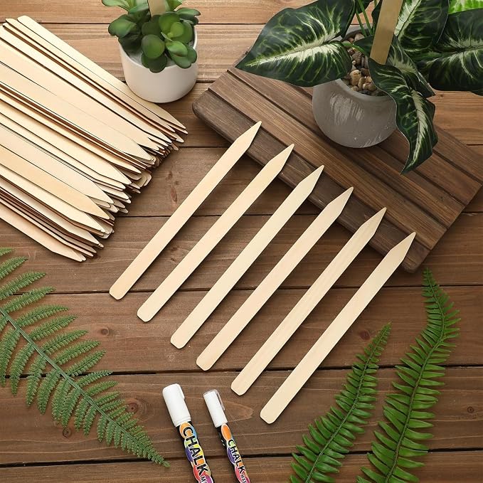 Weysat 300 Pcs 12" Wood Plant Labels for Field or Containers Plant Tags Wood Garden Labels for Seedling Stakes Markers Nursery Seed Tags with Smooth Surface for Pot Herbs Flowers Vegetables