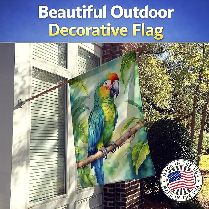 Caroline's Treasures Amazon Parrot House Flag Large Porch Sleeve Pole Decorative Outside Yard Banner Artwork Wall Hanging, Polyester, House Size, Multicolor