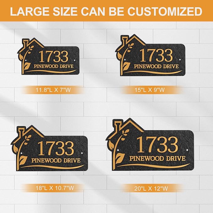 Personalized Address Plaque,Custom Address Sign for House,Home,Street, Yard, Garden,Apartment,Hotel,Office,Driveway Outside House Number Sign,STYLE 3