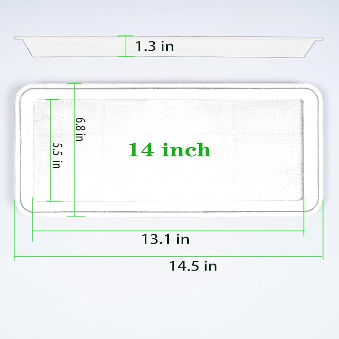 VUWEZ 2 Pack Plastic Plant Trays, Rectangular 14 inch, Indoor/Outdoor Plant Water Drip Trays for Flower Pot Planter, Windowsill (6.8 x 14.5'', Blue)
