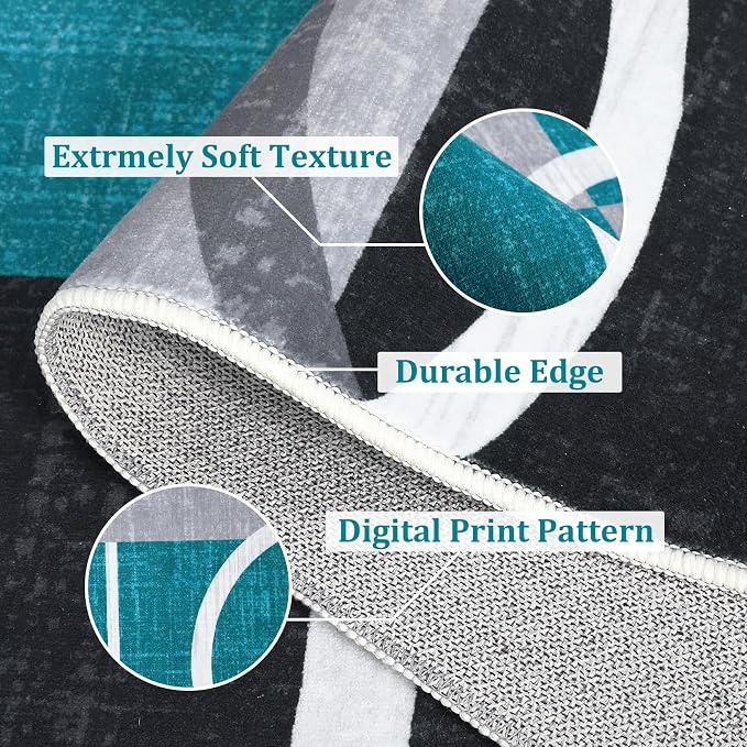 RUGSREAL Large Area Rug 8x10 Modern Geometric Rug Low Pile Thin Rugs | Non Slip Throw Rugs Foldable Carpet Indoor Floor Cover for Bedroom