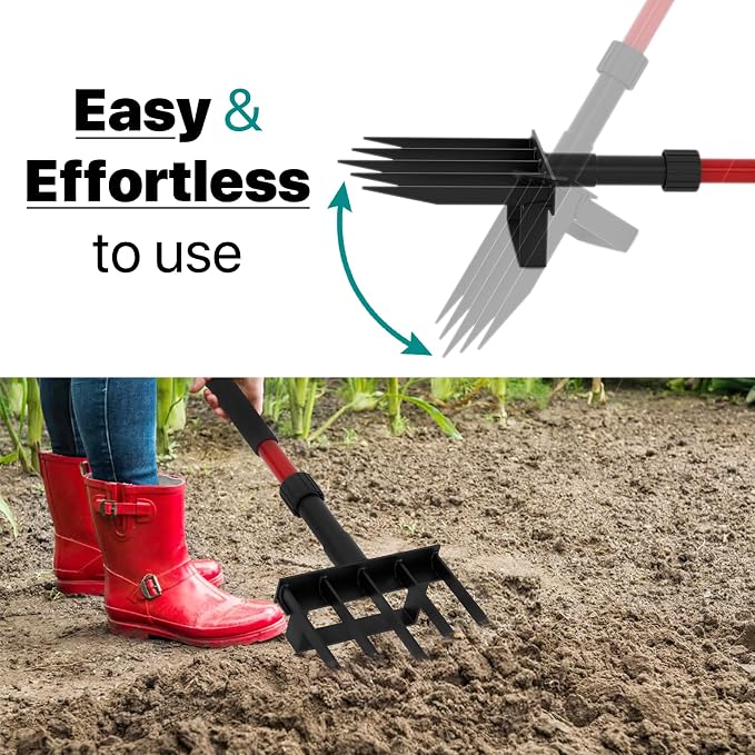 Pitch Fork for Garden, 5-Tine Heavy Duty Pitchfork for Loosening Soil, 41 Inch Gardening Fork for Digging, Composting, Spading, Cultivating Soil, Metal Fork Head with Fiberglass Handle, D-Grip