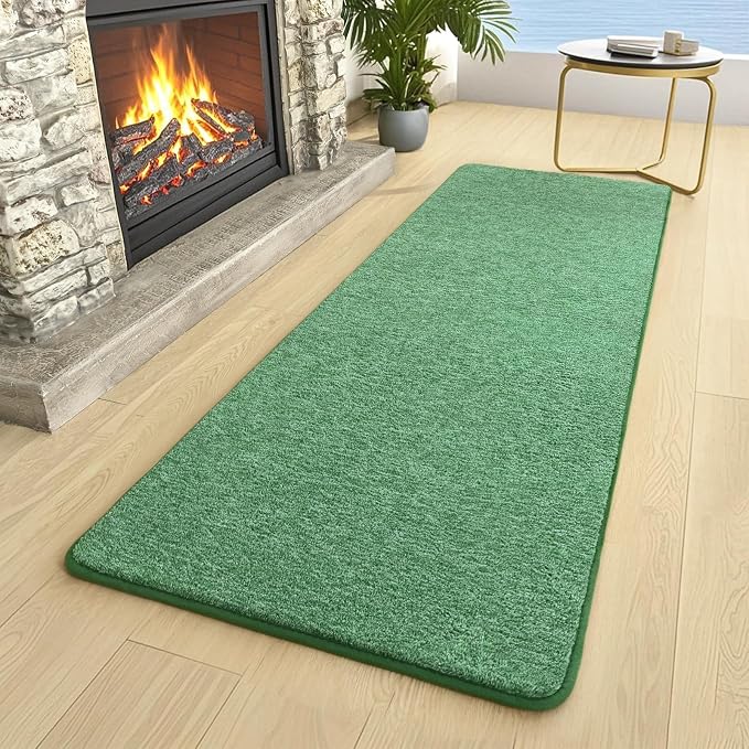 AROGAN 2x6 Runner Rug for Hallway, Long Runner Rugs Non Slip, Matte Green | Soft Washable Memory Foam Carpet for Bedroom, Non Slip Backing Runners Rug for Hallways, Kitchen, Bathroom, Entryway Home