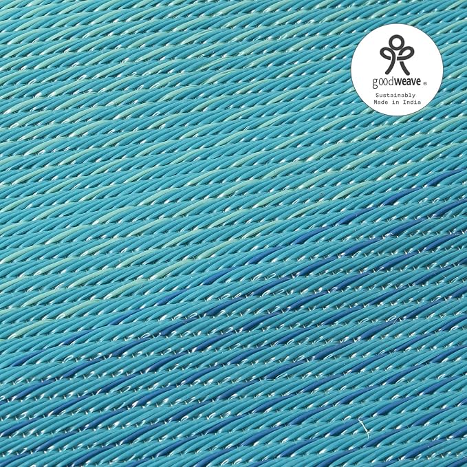 Fab Habitat Ombre Outdoor Rug - Waterproof, Fade Resistant, Crease-Free, Reversible - Premium Recycled Plastic - Patio Porch Balcony Deck - Big Sur Teal - 8x10 ft
