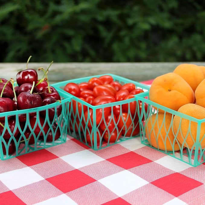 Cornucopia Brands Pint Size Plastic Berry Baskets (48-Pack), 4-Inch Berry Boxes w/Open-Weave Pattern, Ideal for Summer Picking & Crafts! (48 Boxes)