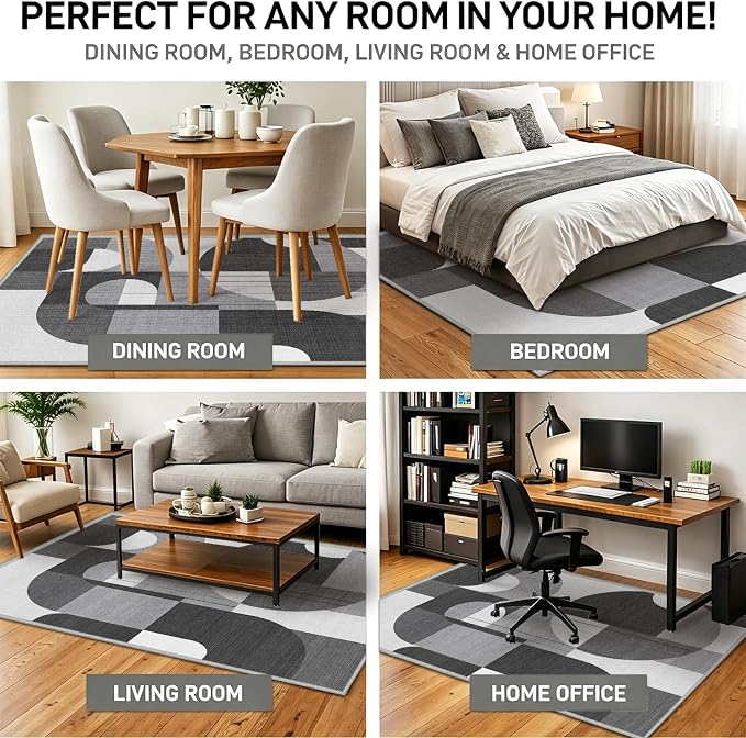 3x5 Black and White Geometric Modern Area Rug for Bedroom Entryway Hallway Abstract Rug Machine Washable Non-Slip Carpet for Bathroom Kitchen Bedside Living Room