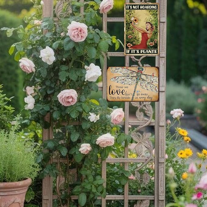 Dragonfly Garden Wall Decor Vintage Metal Tin Sign Yard Art Outdoor Dragonfly Gifts For Women Those We Love Don'T Go Away They Fly Beside Us Every Day Signs Funny Garden Signs For Outside 8 X 12 Inch