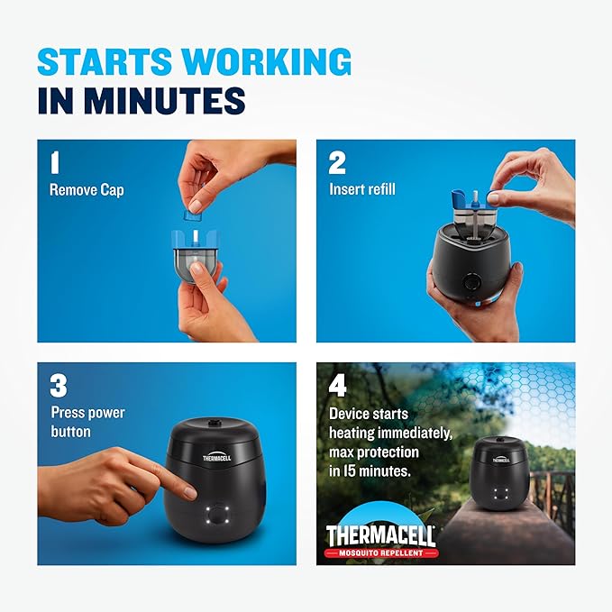 Thermacell Patio Shield Mosquito Repellent E-Series Rechargeable Repeller Bundle; 20’ Mosquito Protection Zone; Includes 240-Hour Repellent Refill; No Spray, Flame or Scent; Bug Spray Alternative