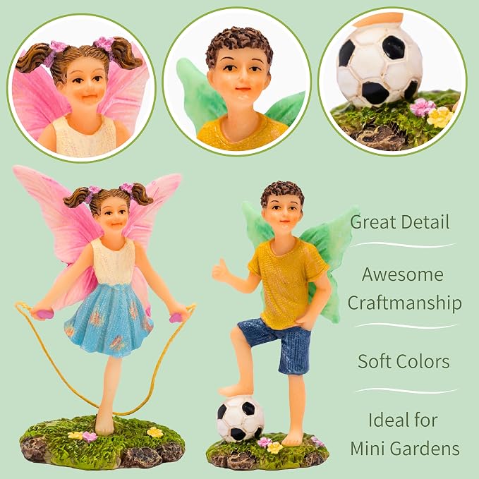 PRETMANNS Fairies for Fairy Garden - Fairy Figurines – Cute Accessories for Indoor or Outdoor Miniature Garden – 2-Piece Set