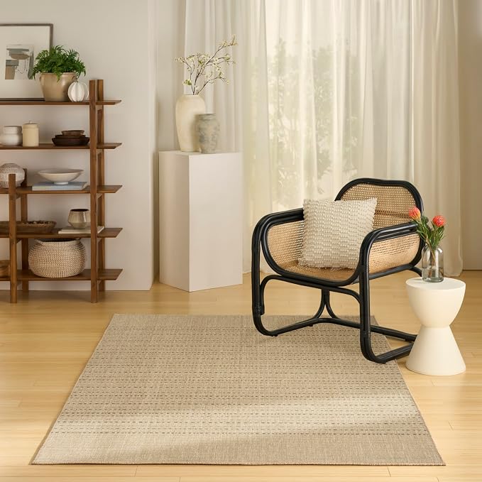 Nourison Home Tulum Taupe 5'3" x 7' Area Rug - Easy Clean, Non Shedding, Bed Room, Living Room, Dining Room, Kitchen (5' x 7')