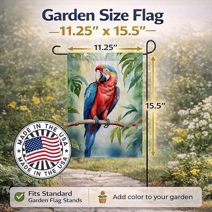 Caroline's Treasures Macaw Parrot Garden Flag Mailbox Flag Decorative Yard Flag Banner Outside Patio Artwork Yard Flower Beds, Garden Size, Multicolor