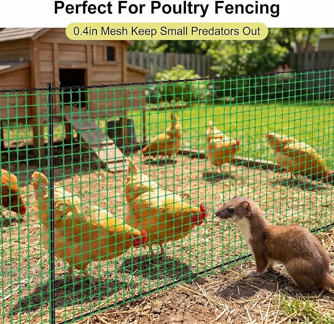 Temporary Fence Plastic Mesh Fencing, 4FT x 100FT Garden Bird Netting Safety Fence Snow Fence, Construction Fencing for Deer, Pet, Rabbits, Chicken, Dogs, Animal Barrier, Green