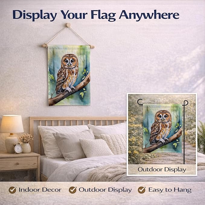 Caroline's Treasures Tawny Owl Garden Flag Mailbox Flag Decorative Yard Flag Banner Outside Patio Artwork Yard Flower Beds, Garden Size, Multicolor