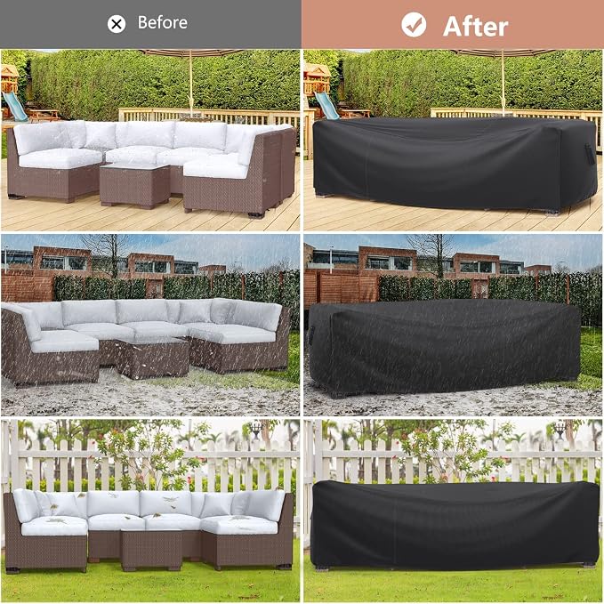 Mrrihand Heavy Duty Patio Furniture Covers, Outdoor Furniture Covers Waterproof Sectional Sofa Set, Patio Table and Chair Set Cover 128" L×83" W×28" H