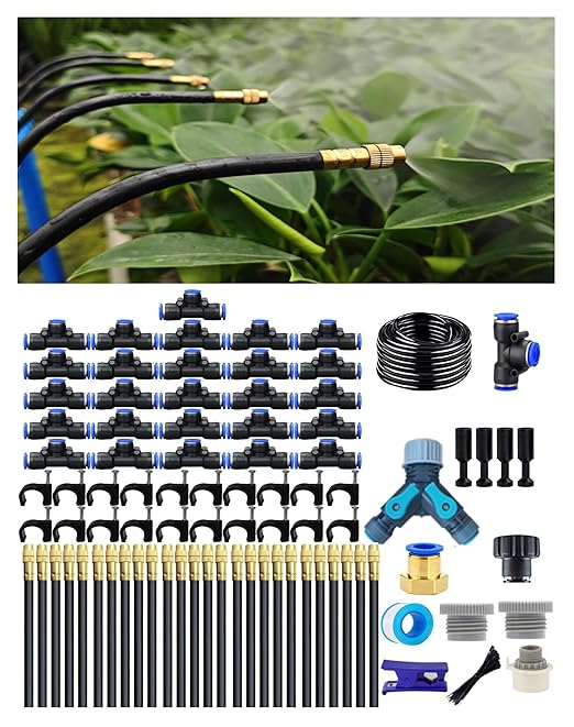 Drip Irrigation System,Automatic Garden Watering System, 360 Degree Adjustable Garden Sprinkler, High Output Mist Spray Nozzle for Potted Plants, Easy Connect & Rotating Head, Customizable Water Flow