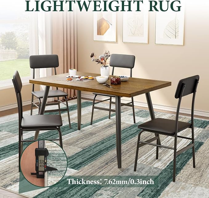 Area Rug for Living Room 9x12: Large Washable Boho Moroccan Rugs Geometric Neutral Rug, Non-Slip Foldable Morden Farmhouse Indoor Floor Carpet for Bedroom Dining Table Home (Green,9'x12')