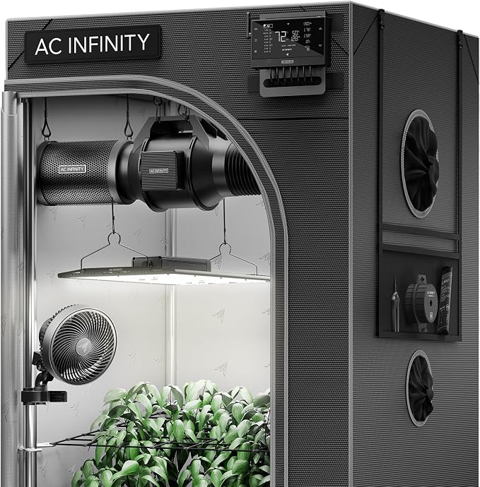 AC Infinity AI Grow System 2x4, 2-Plant Kit w/Self-Learning AI Controller. | Dynamic Airflow & LM301H LED Lighting Control, 2000D Mylar Tent w/ Lab-Tested Reflectivity, Largest Zippered Window