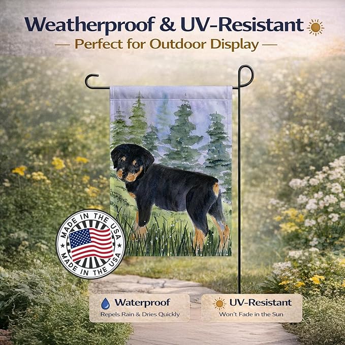 Caroline's Treasures SS8057GF Rottweiler Garden Flag Mailbox Flag Decorative Yard Flag Banner Outside Patio Artwork Yard Flower Beds, Garden Size, Multicolor