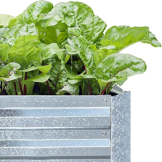 Galvanized Raised Garden Beds 3-Pack (8x4x1ft Each) – Overlapping 4-Inch Panels with Two-Row Screws, Heavy-Duty Metal Planter Box for Vegetables, Herbs, Flowers, Large Garden Kit