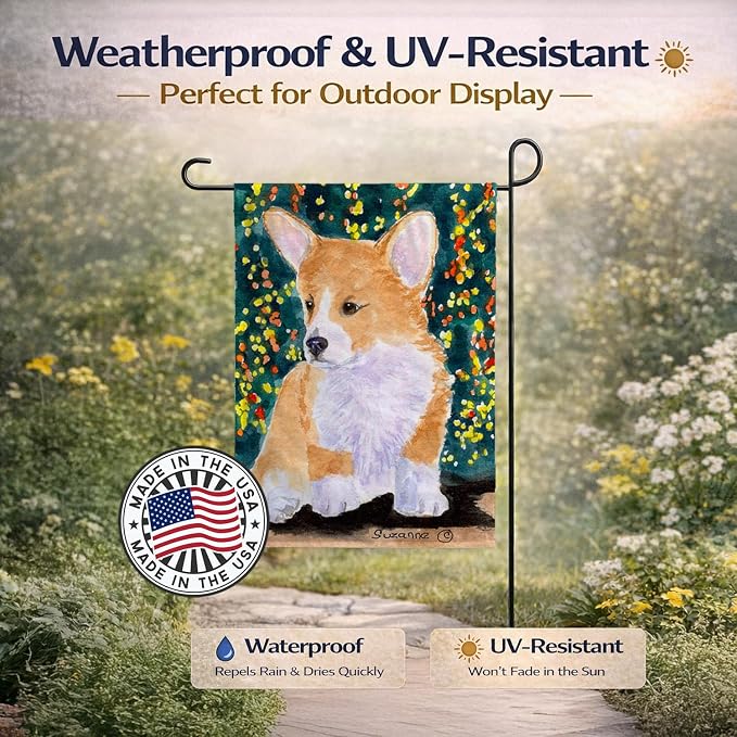 Caroline's Treasures SS8967GF Corgi Garden Flag Mailbox Flag Decorative Yard Flag Banner Outside Patio Artwork Yard Flower Beds, Garden Size, Multicolor