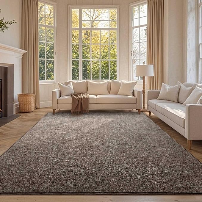 6x9 Large Brown/White Area Rug Non-Slip Washable for Living Room Bedroom | Soft丨Stays Put丨Low Pile Thin丨Lays Flat丨Kid & Pet Friendly丨Dorm丨Dining Room丨Nursery丨Playroom丨Indoor丨Laundry丨Carpet丨Home Decor