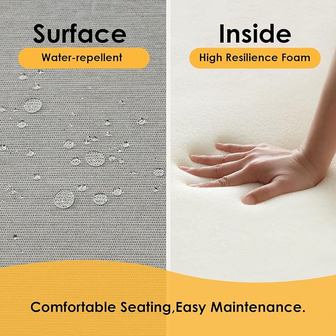 Outdoor Sunbrella Cushions for Patio Furniture Set of 2, 24"x24" Water Repellent Chair Cushions Removable Seat Bottom & Back Cushion Covers for Chair, Sofa, Couch, Specrtum Pebble