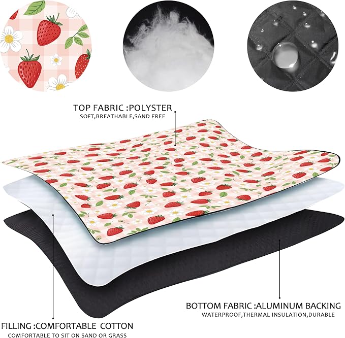 Picnic Blankets Beach Blanket 80" X 80" Extra Large Waterproof Camping Blankets Portable Outdoor Mat 3-Layer Blanket for Beach, Hiking, Park, Music Festival, Grass Lawn,Travel