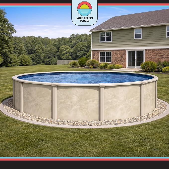 Pools 'Forever' 21 ft Round Above Ground Swimming Pool | 54 Inch Resin Protected Steel Sided Walls | Bundle Includes: 25 Gauge Overlap Liner & Widemouth Skimmer