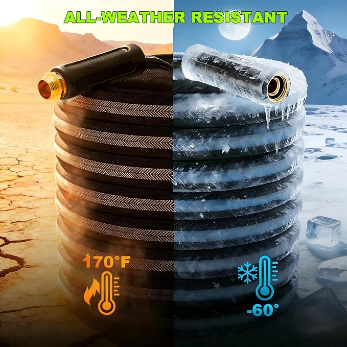 25FT Garden Hose, 2026 New Upgraded Fabric Thickened Non-Expanding Water Hose, Ultra Lightweight & Flexible, Burst-Resistant, Kink-Free Hose 700 PSI for Outside, RV, Yard, 3/4GHT, Black-Gray