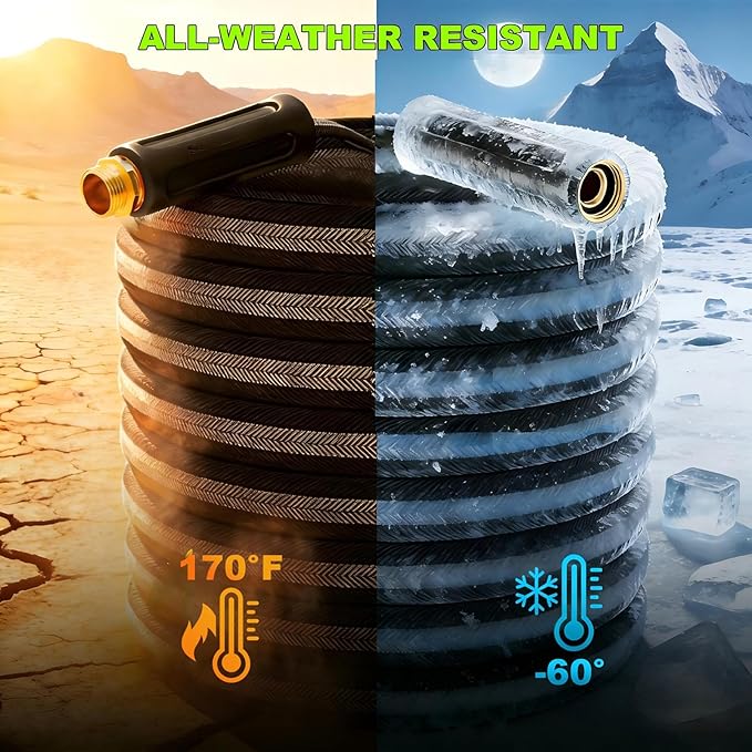 100FT Garden Hose, 2026 New Upgraded Fabric Thickened Non-Expanding Water Hose, Ultra Lightweight & Flexible, Burst-Resistant, Kink-Free Hose 700 PSI for Outside, RV, Yard, 3/4GHT, Black-Gray