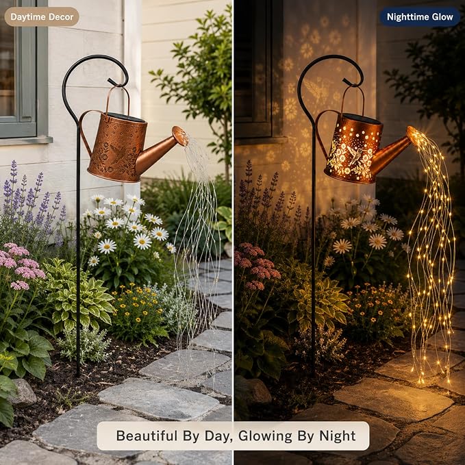 Solar Watering Can Light, Solar Powered Hanging Lantern Landscape Lights, Decorative Garden for Yard Waterproof Garden Decor, Gifts for Mom, Grandma（Hummingbird）