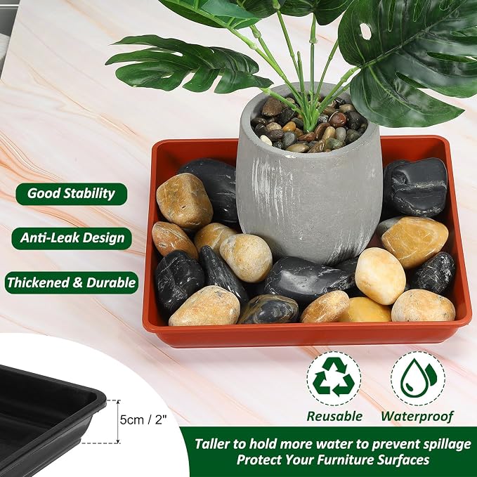 PATIKIL Plant Saucer Tray, 15 Pack 14 Inch Plastic Square Plant Saucer Flower Planter Drip Tray for Indoors Outdoors Patio Balcony, Black