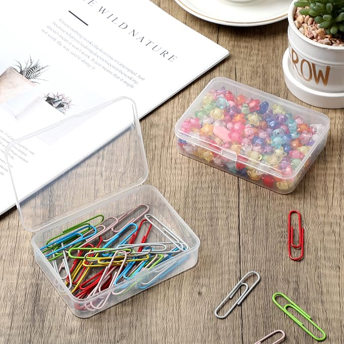 Tuanse 30 Pcs Clear Plastic Beads Storage Containers Box with Lids Multiple Sizes Storage Square Containers for Jewelry Beads Craft Supplies(4.1 x 3 x 1 Inch)